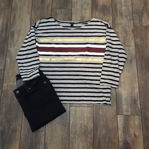 ⬇️ J Crew 3/4 length sleeve striped shirt M